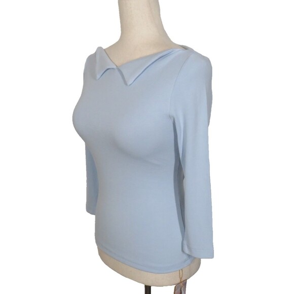 OGL EcoMousse LiteWarm Blue Flapped Boat Neck Padded Brami Top Size Small - Picture 5 of 9